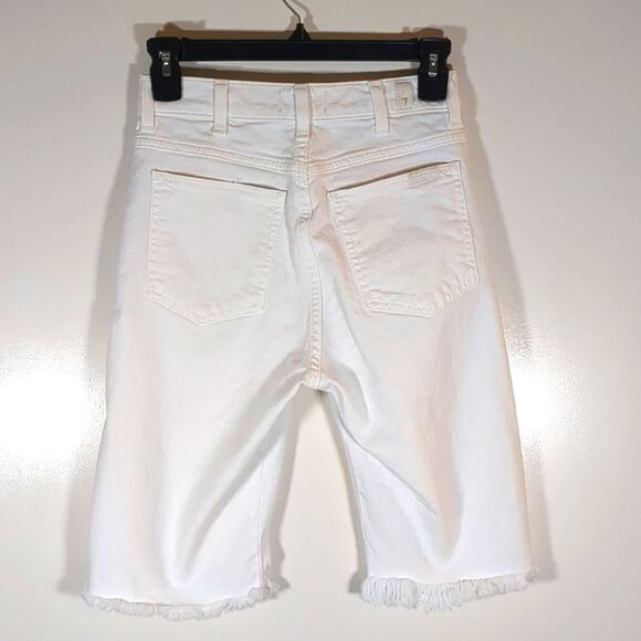 7 For All Mankind Womens Denim Bermuda Shorts Size 24 Jean White Prince Wash - Picture 2 of 10